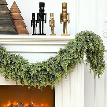 Waydress 1 Pcs 6ft Christmas Cedar Garland Artificial Green Cedar Garland Faux Cedar Pine Needles... | Amazon (US)