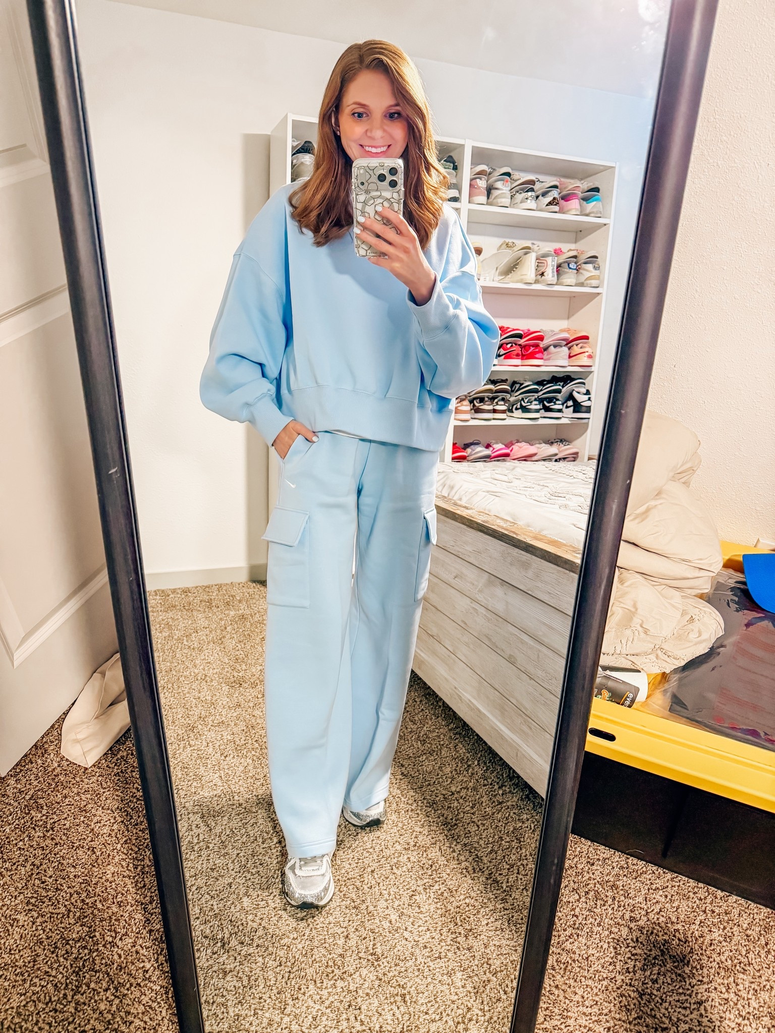 Nike sweat set on sale plus an extra discount with code STRONG
wearing small in sweatshirt and XS sweatpants color is Celestine blue/sail 

#LTKGiftGuide #LTKActive #LTKFindsUnder50