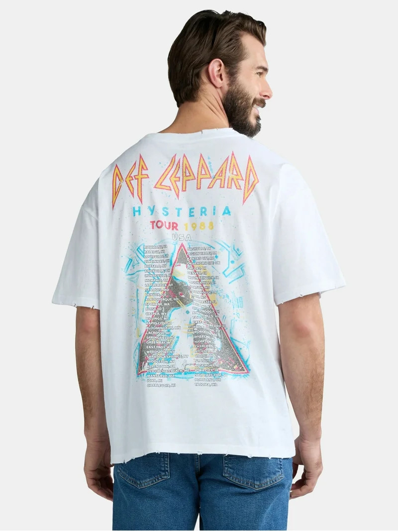 Def Leppard Men's & Big Men's Oversized Graphic Band Tee, Sizes XS-3XL | Walmart (US)