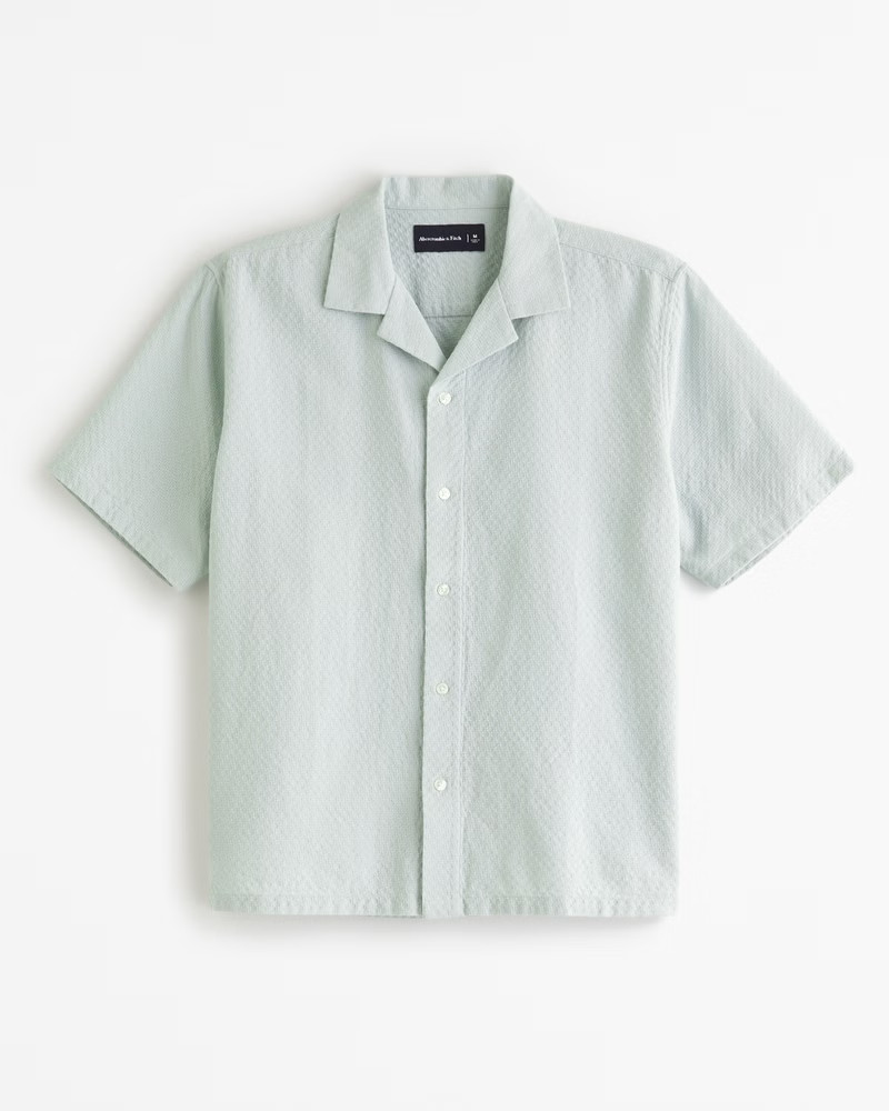 Men's Camp Collar Waffle Button-Up Shirt | Men's Tops | Abercrombie.com | Abercrombie & Fitch (US)