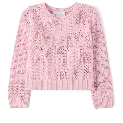 The Children's Place Toddler Girls Long Sleeve Bow Sweater Pink 2T | Target