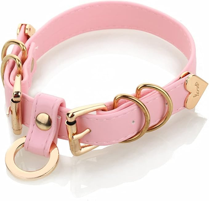 Handmade Punk Gold O-Ring Leather Choker Necklaces With Buckle Fastening Adjustable Collar For Wo... | Amazon (US)