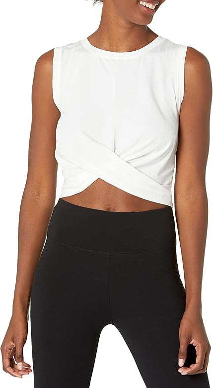 Core 10 Women's Soft Pima Cotton Knot Front Cropped Yoga Tank | Amazon (US)