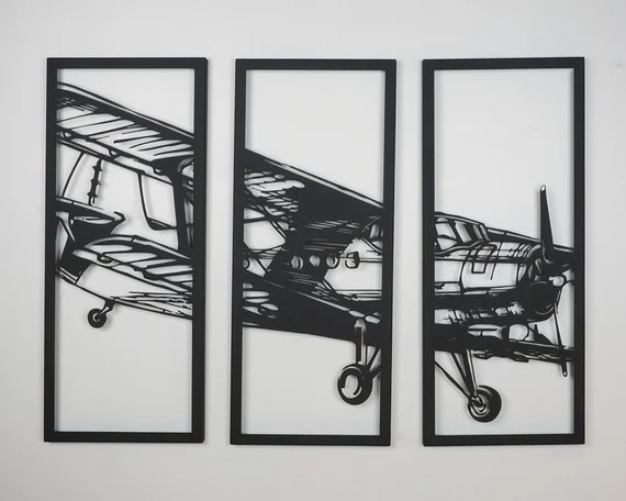3 Panel Metal Airplane Wall Art Metal Wall Art Metal Wall - Etsy | Etsy (US)