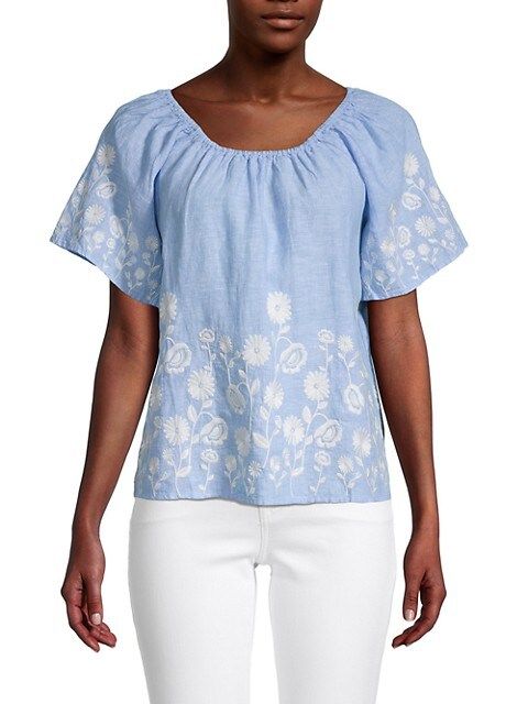 Embroidered Linen Peasant Top | Saks Fifth Avenue OFF 5TH