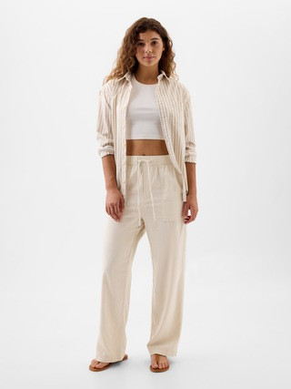 Linen-Blend Wide-Leg Pants | Gap Factory