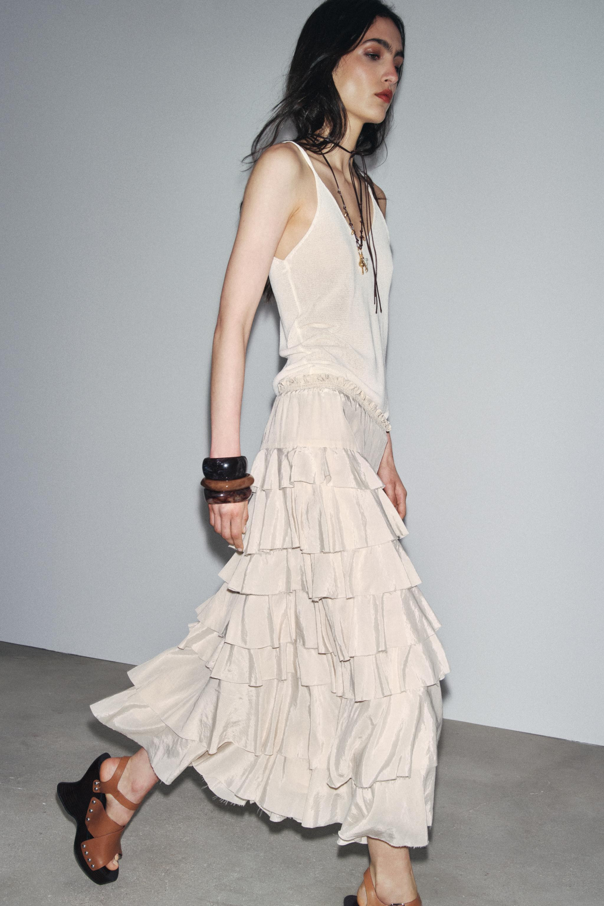 ZW COLLECTION MIDI SKIRT WITH RUFFLES | Zara UK