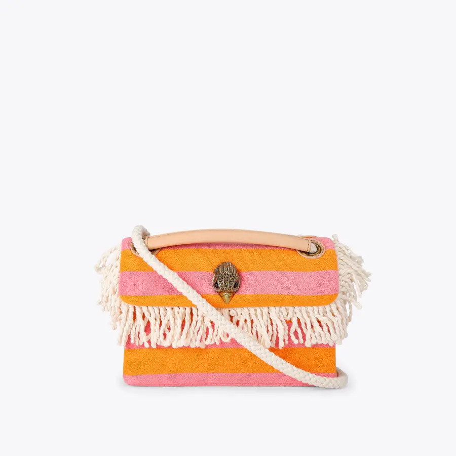 KC MINI KENSINGTON FRINGE Orange Pink Terry Towelling Cross Body Bag by Kurt Geiger London | Kurt Geiger US