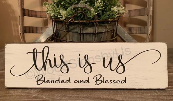 Small 12” x 3.5”•THIS IS US Blended and Blessed Farmhouse Home Decor•Family | Etsy (US)