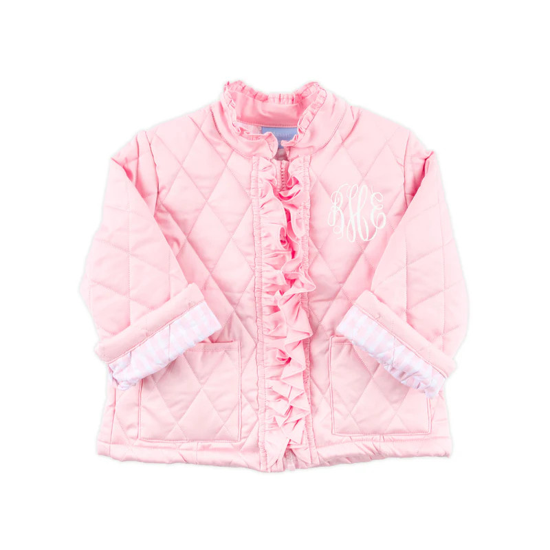 Pink Ruffle And Pink Gingham Lining Quilted Coat | Classic Whimsy