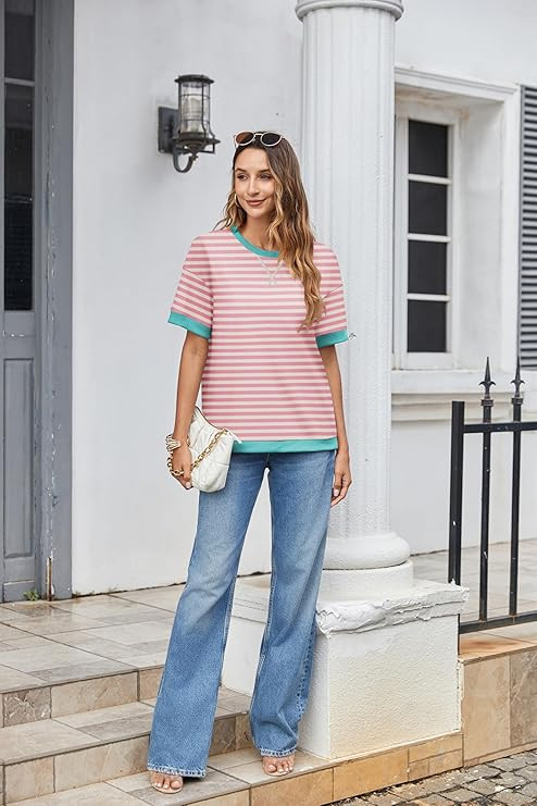 Zeagoo Womens Summer Tops Oversized Crewneck Short Sleeve T Shirts Casual Loose Fit Blouse Y2K 20... | Amazon (US)