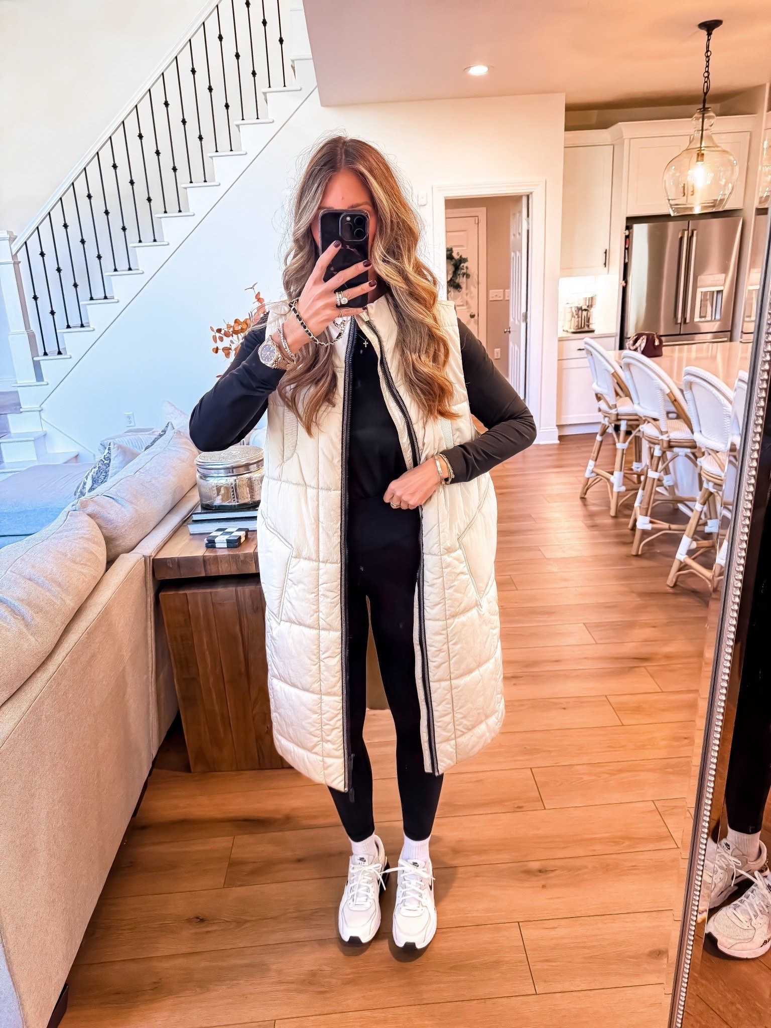 Casual winter outfit, easy winter outfit, long puffer vest, Nike shoes, themominstylee

#LTKSeasonal #LTKmomlife #LTKootd