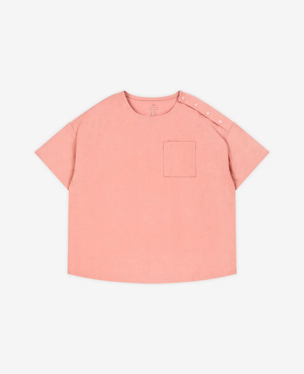 Cotton Linen Fisherman Top - Coral Pink | Petite Revery
