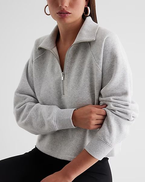 Quarter Zip Boxy Fleece Sweatshirt | Express
