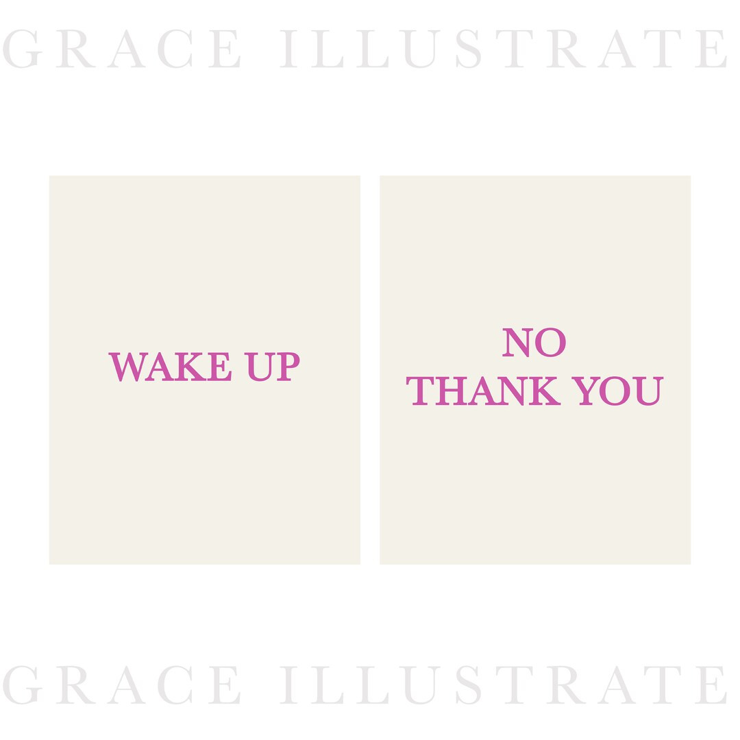 Wake Up, No Thank You (Pink) - Set of 2 DIGITAL Wall Art Prints | Etsy (US)
