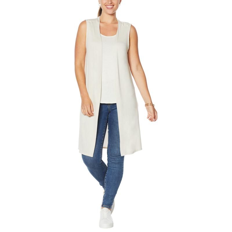 H Halston Sleeveless Mixed Media Topper | HSN