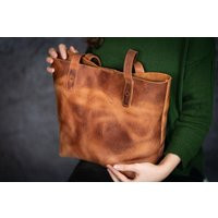 Leather Tote Bag | Large Brown Shopping Purse Genuine | Etsy (US)