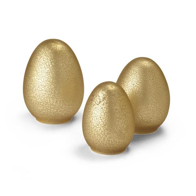 Pre-lit Gold Mercury Glass Eggs, Set of Three | Grandin Road | Grandin Road