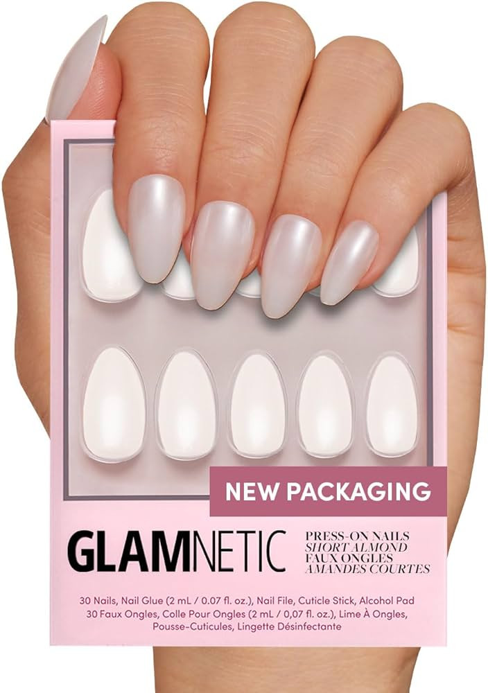 Glamnetic Press On Nails - Hailey | Glossy, Semi-Transparent, Short Almond Nails, Reusable | 15 S... | Amazon (US)