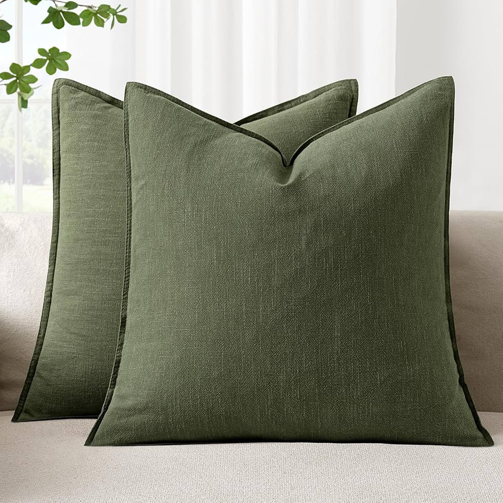 Woaboy 20x20 Inch Set of 2 Decorative Linen Solid Throw Pillow Covers Boho Accent Farmhouse Chris... | Amazon (US)