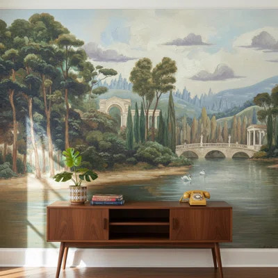 Vintage Landscape Wallpaper Serene Nature Wall Mural | Wayfair North America