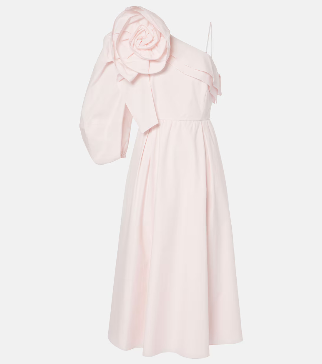 Floral-appliqué asymmetric poplin midi dress | Mytheresa (US/CA)