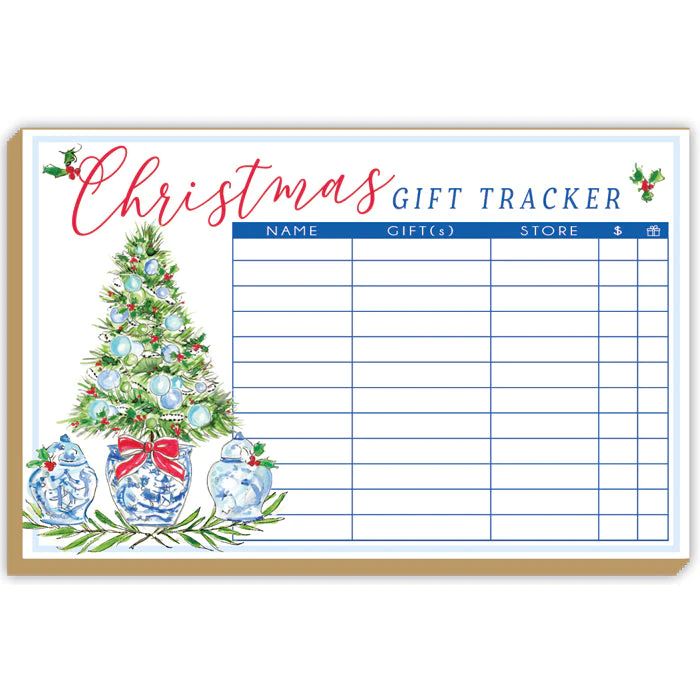 Gift Tracker Blue Holiday Tree with Ginger Jars Luxe Large Pad | Rosanne Beck Collections