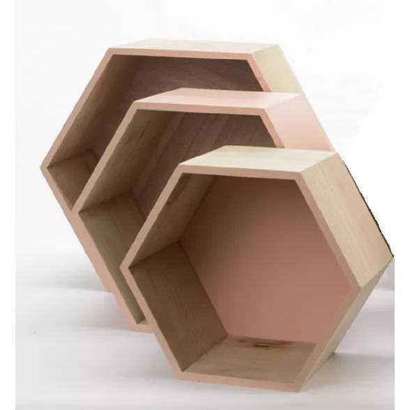 Kaemingk Set of 3 Beige Contemporary Hexagonal Shadow Boxes 15.5" | Target