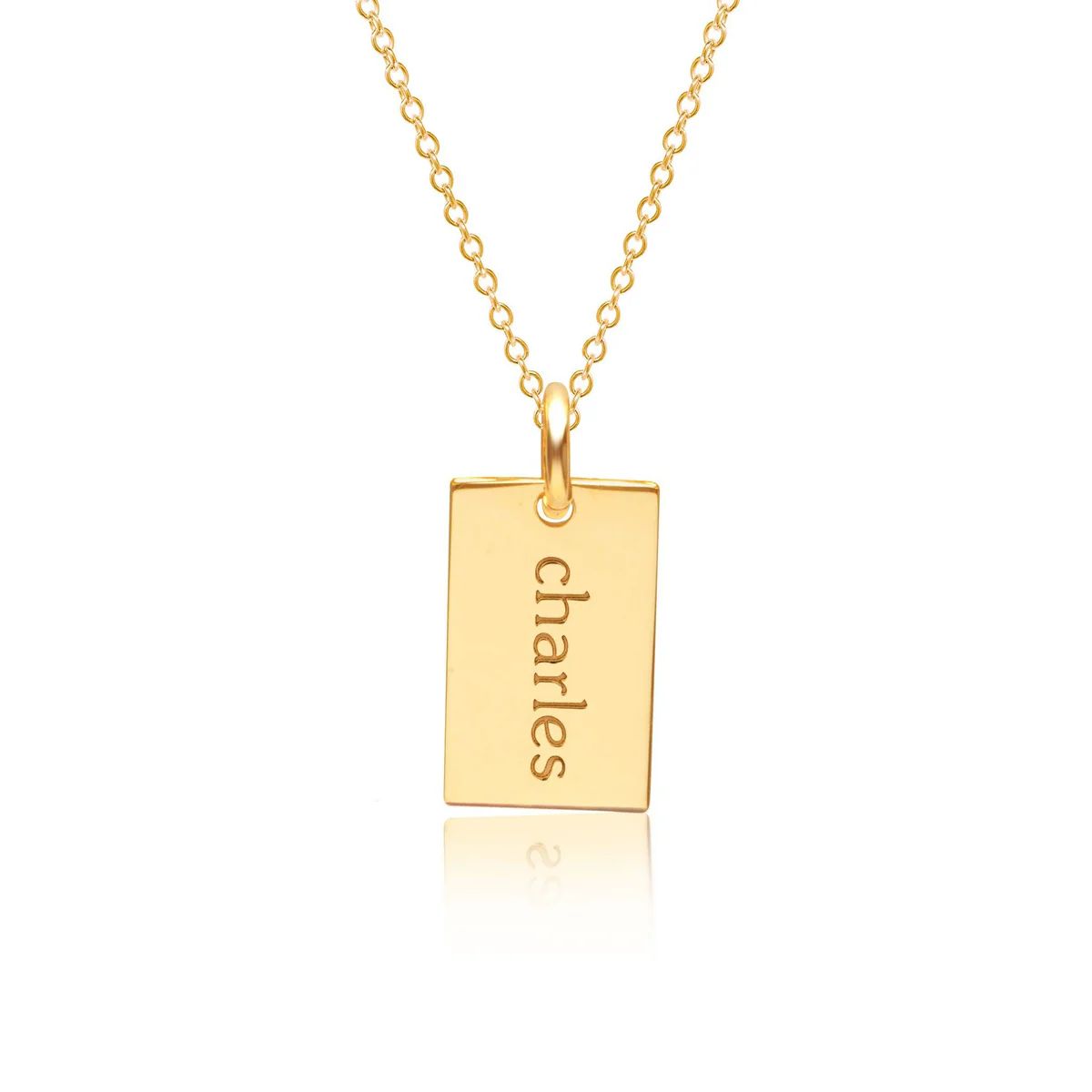 14k Gold Mini Dog Tag Necklace | Tiny Tags