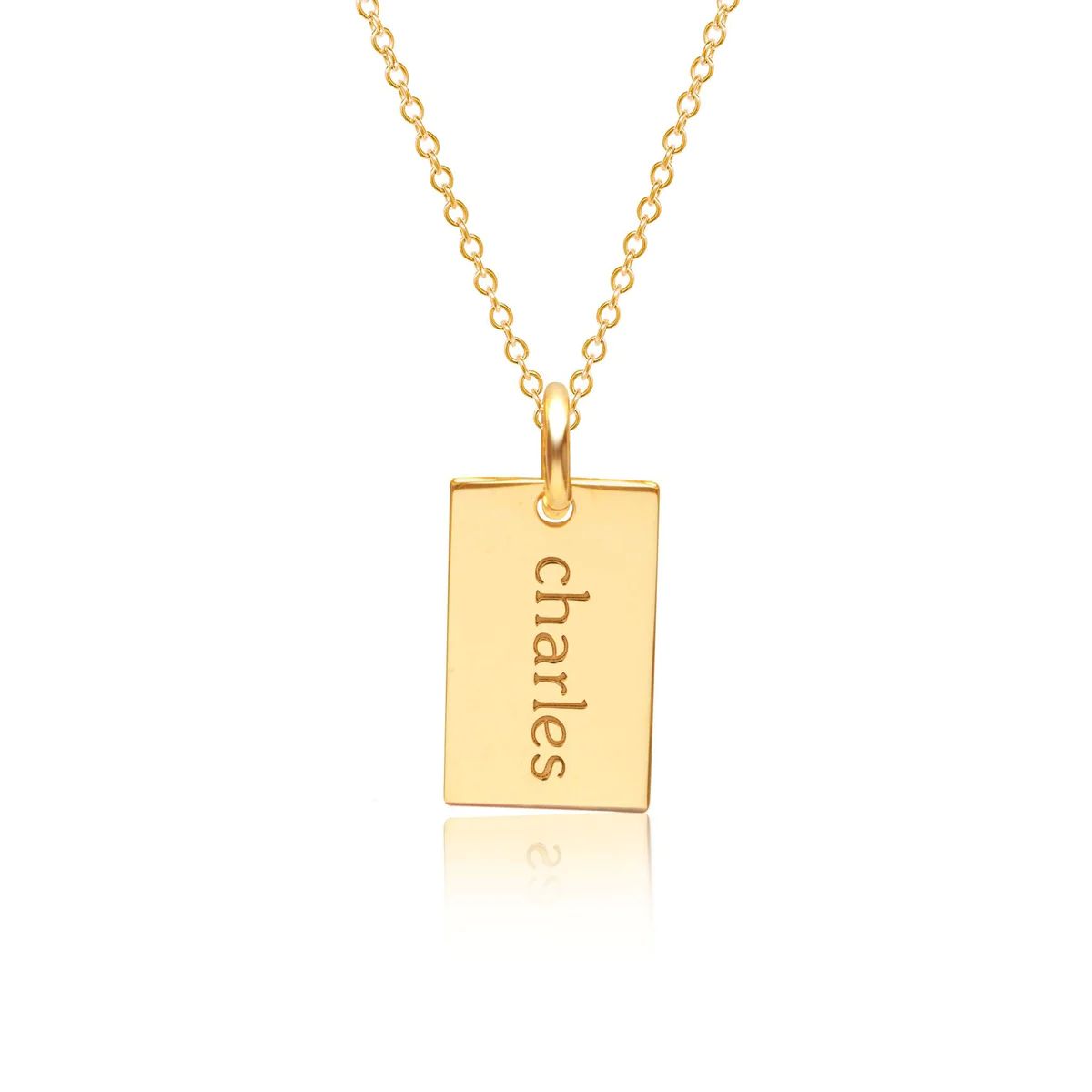 14k Gold Mini Dog Tag Necklace | Tiny Tags