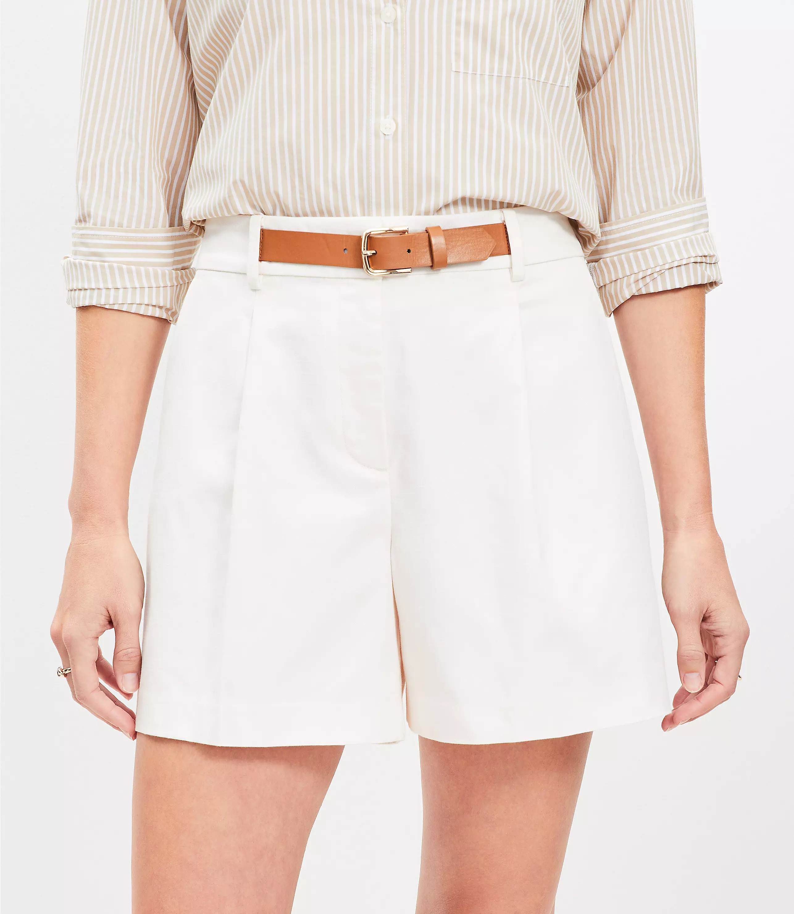 Petite Faux Leather Belted Shorts | LOFT