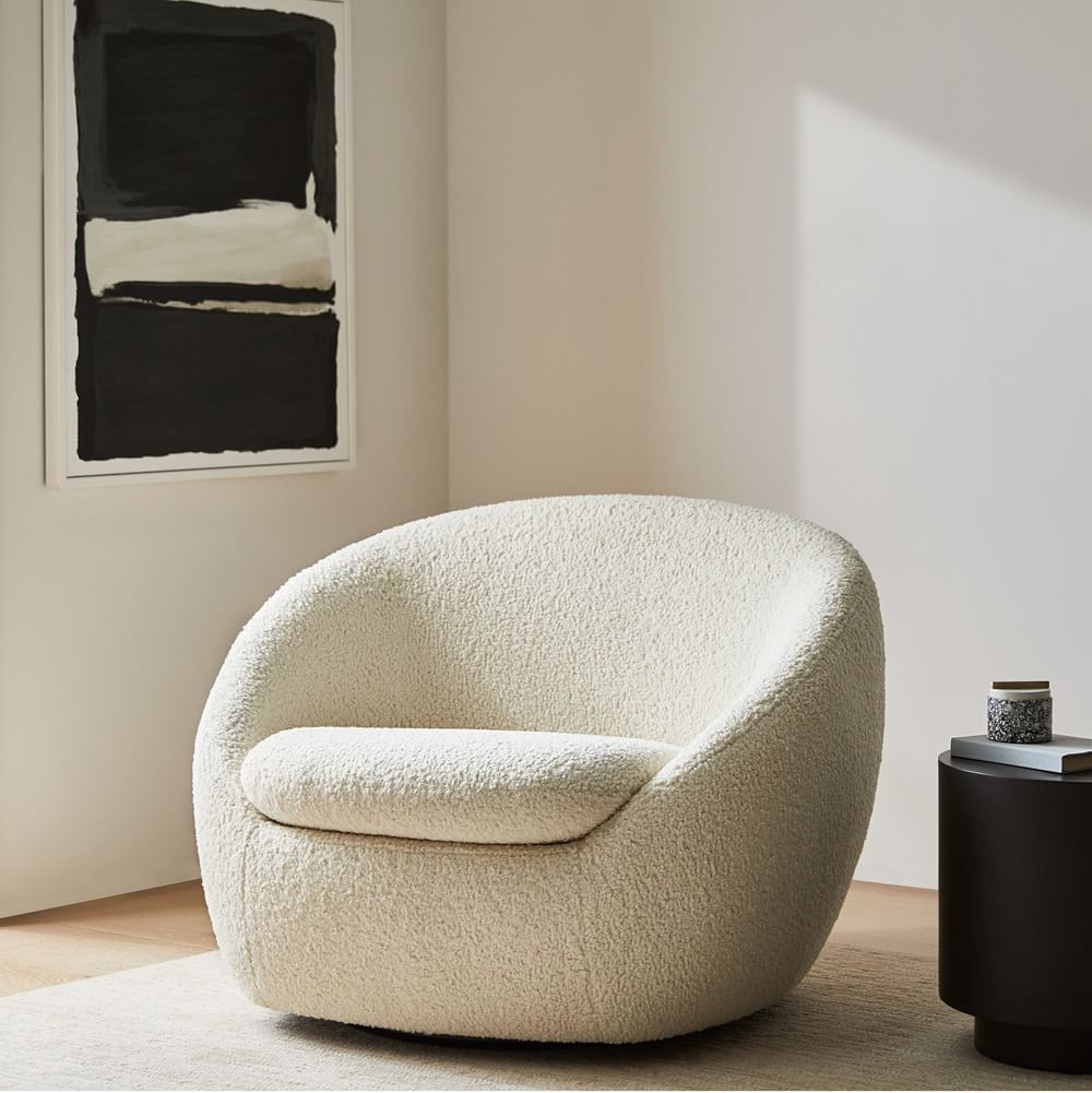 Cozy Swivel Chair, Poly, Twill, Midnight | West Elm (US)