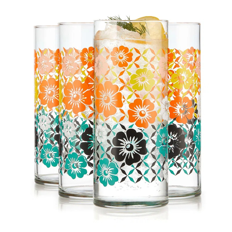 Libbey Vintage Flower Power Cooler Glasses 16 oz. (Set of 4) | Wayfair North America