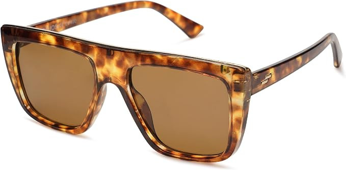 SOJOS Trendy Flat Top Sunglasses for Women Men UV400 Retro Oversized Square Sunnies | Amazon (US)