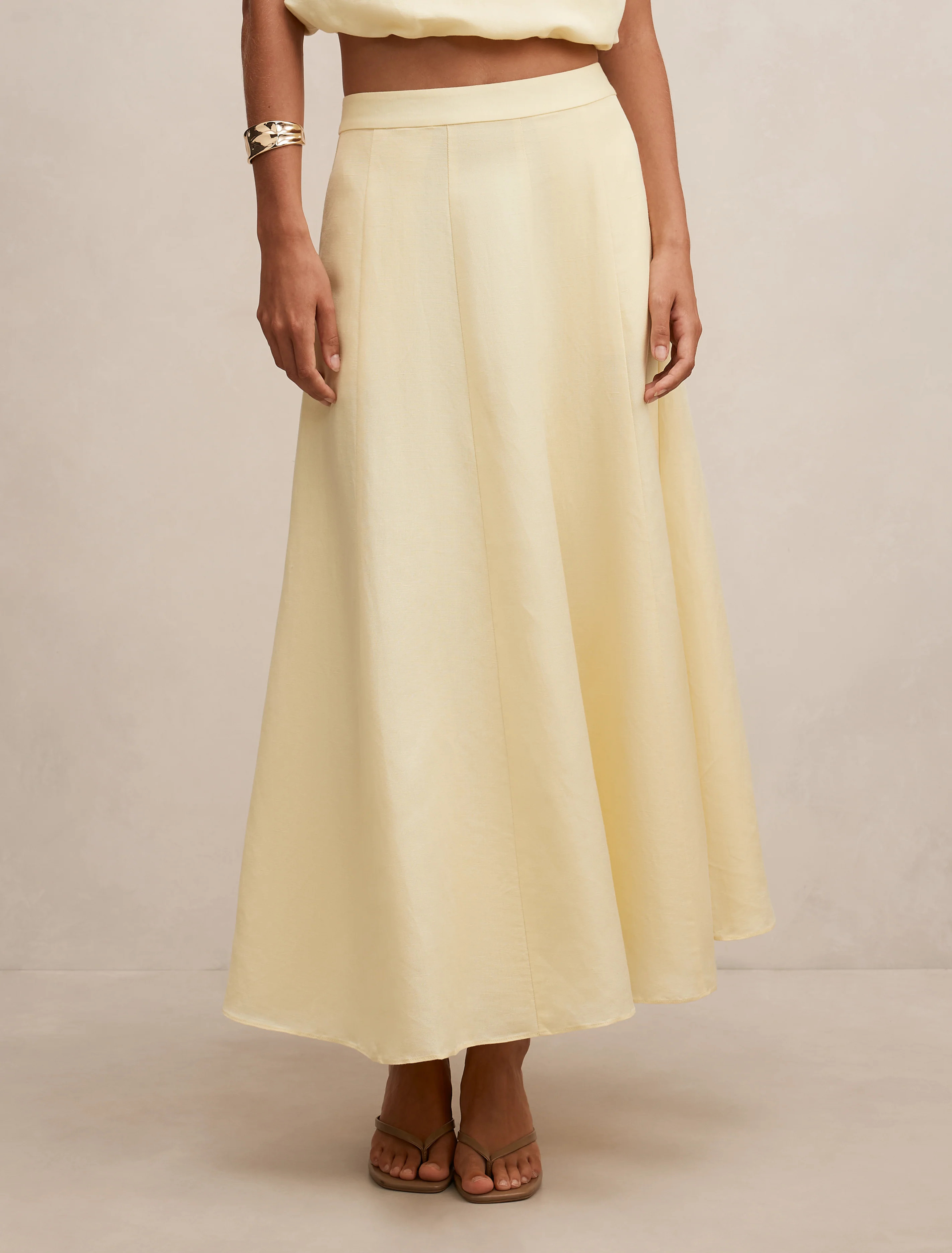 Georgina Linen Blend Midi Skirt | Ever New US