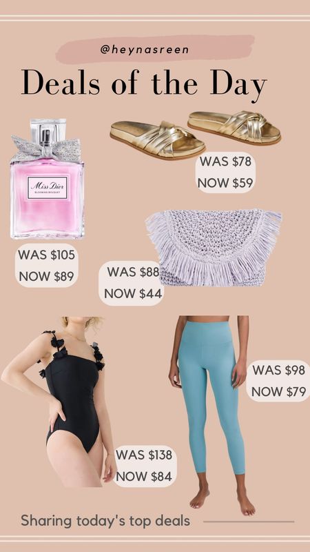 Daily deals on Miss Dior Blooming Bouquet perfume, Anthropologie sandals, Nordstrom clutch, lululemon align leggings, J.Crew swimsuit 

#LTKsalealert
