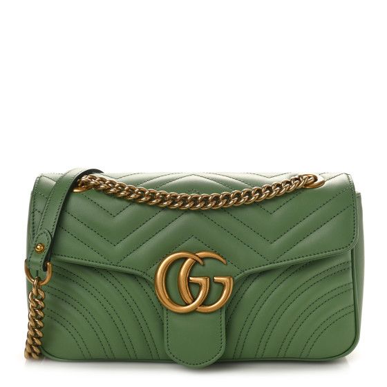 Calfskin Matelasse Small GG Marmont Shoulder Bag Salamander Green | FASHIONPHILE (US)