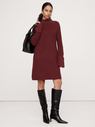 Cotton-Wool Mock-Neck Mini Sweater Dress | Banana Republic (US)