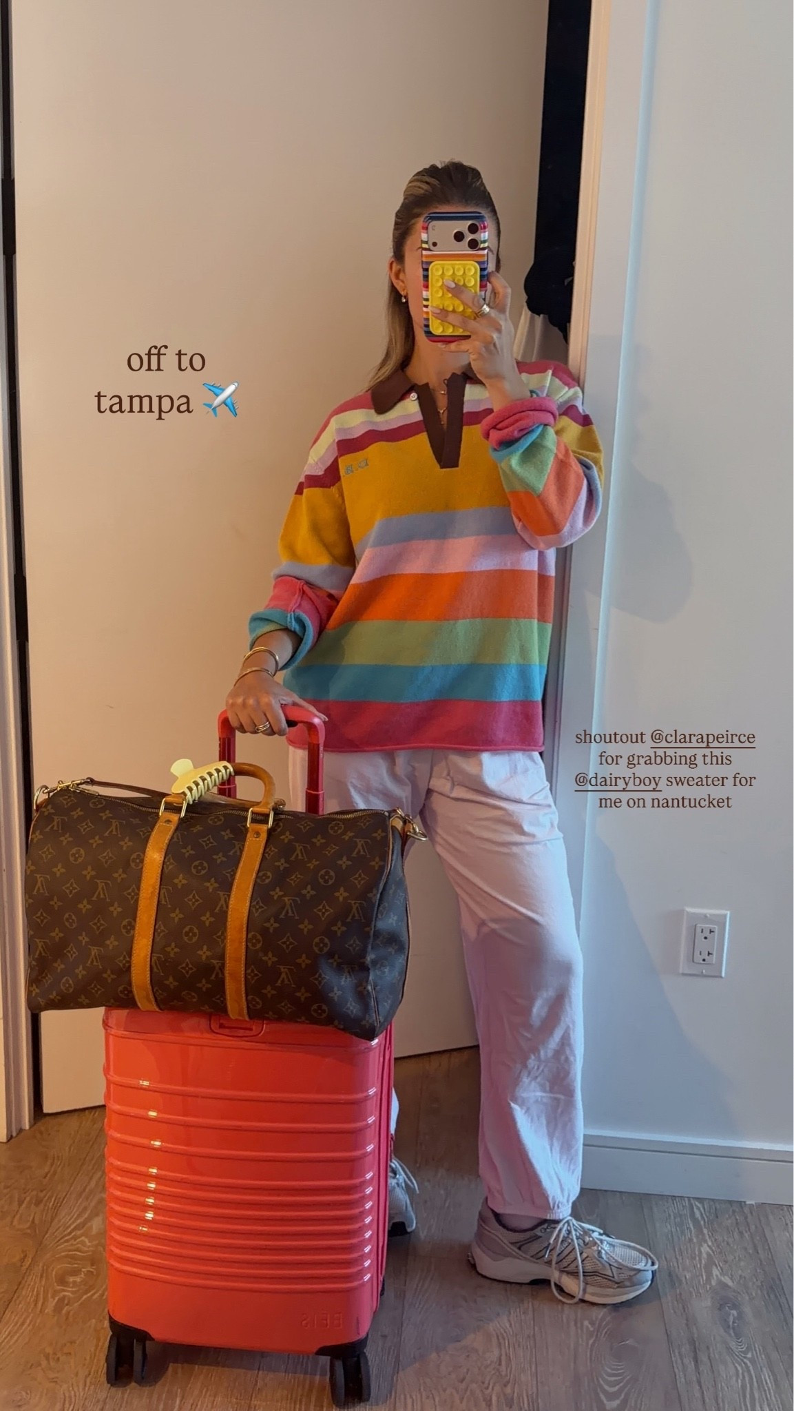 off to tampa ✈️ my sweater is dairy boy!