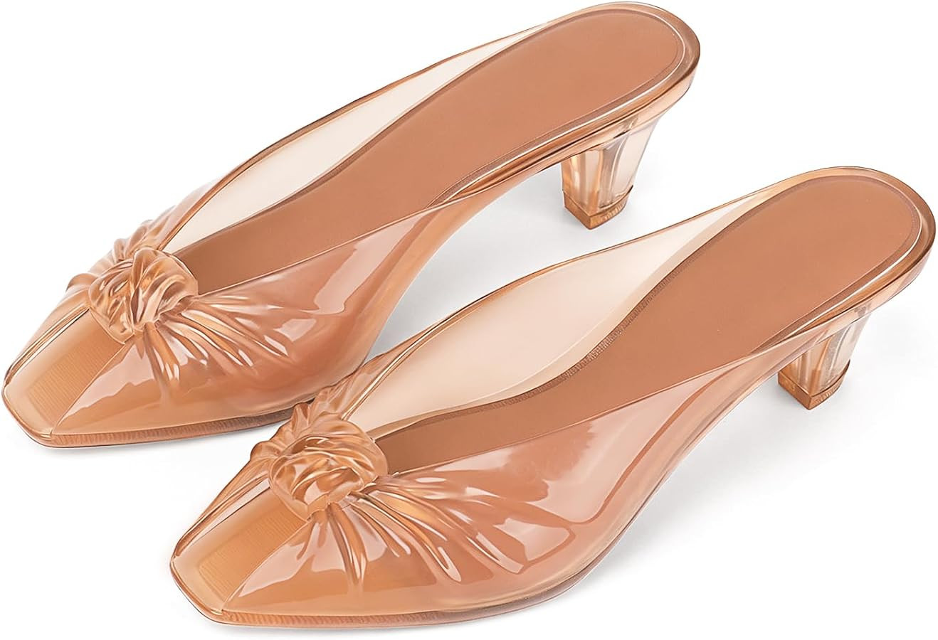 Caradise Jelly Mule Kitten Heel Sandals for Women Summer Jelly Shoes | Amazon (US)