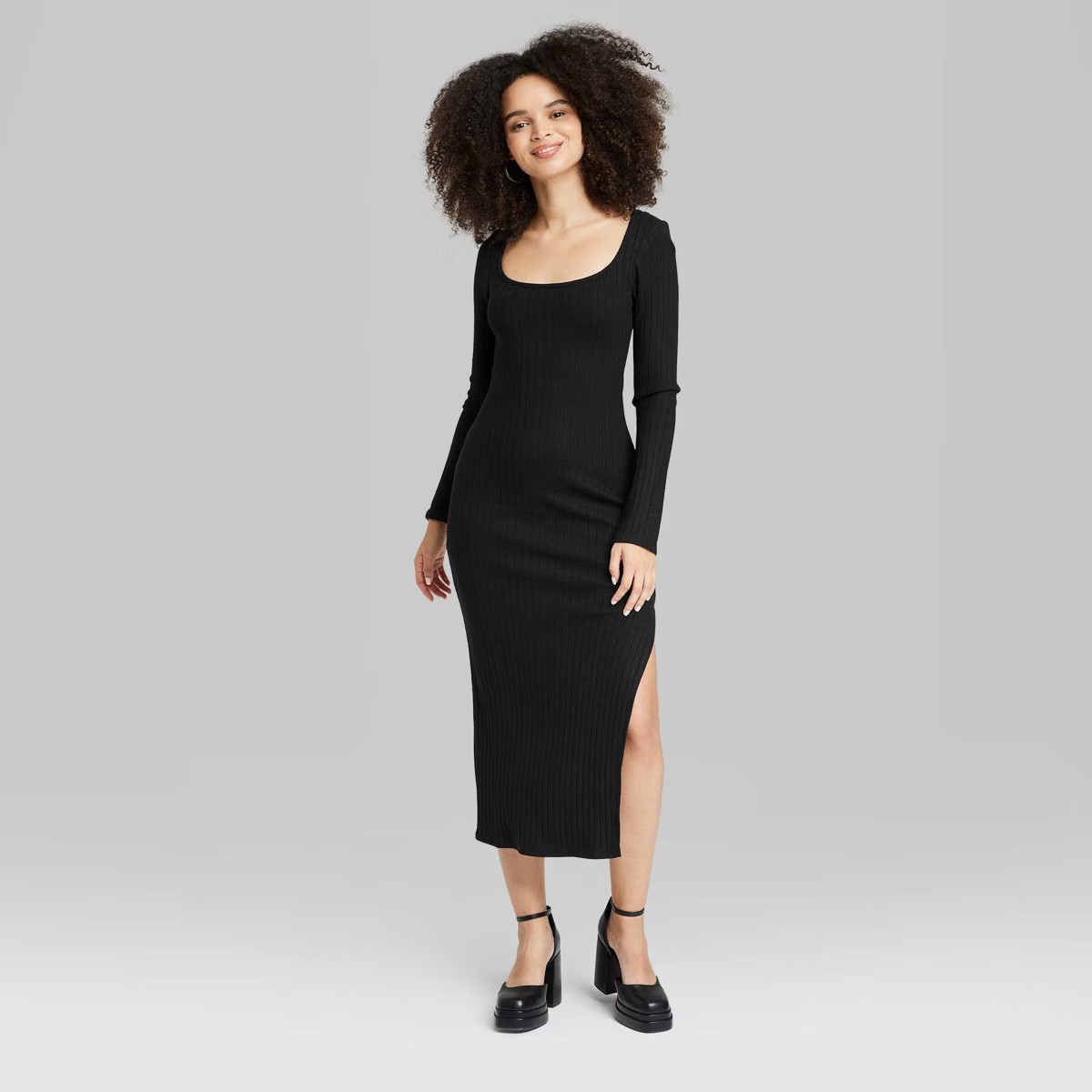 Women's Long Sleeve Rib Knit Midi Dress - Wild Fable™ | Target