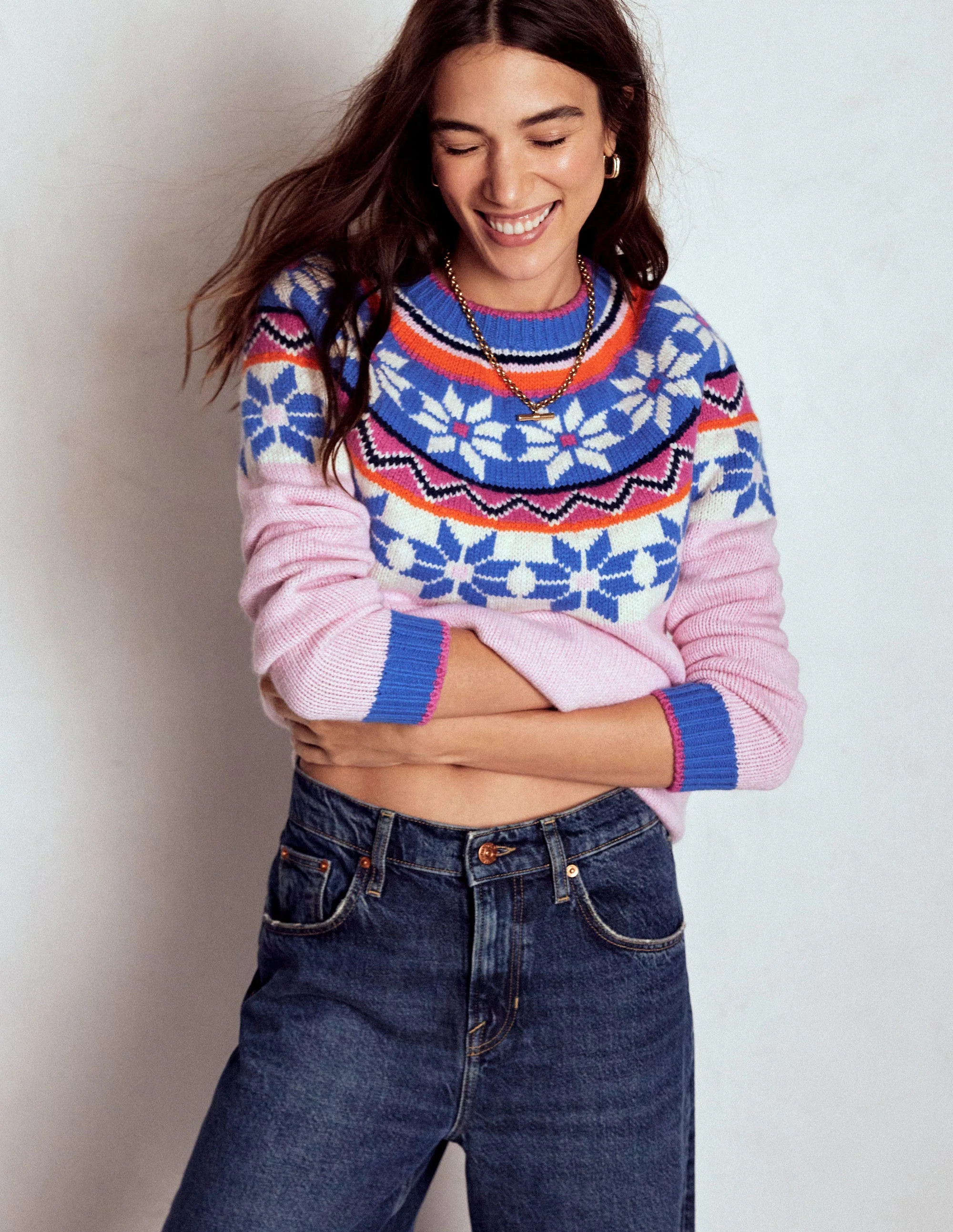 Eleanor Fair Isle Sweater-Meadowsweet Pink | Boden (US)