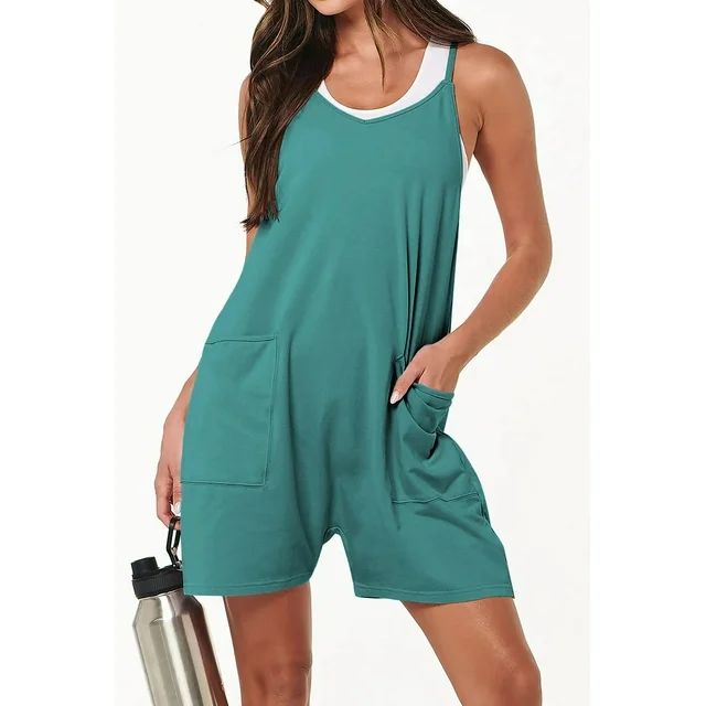 Fantaslook Jumpsuits for Women Casual Summer Rompers Sleeveless Loose Spaghetti Strap Shorts Over... | Walmart (US)