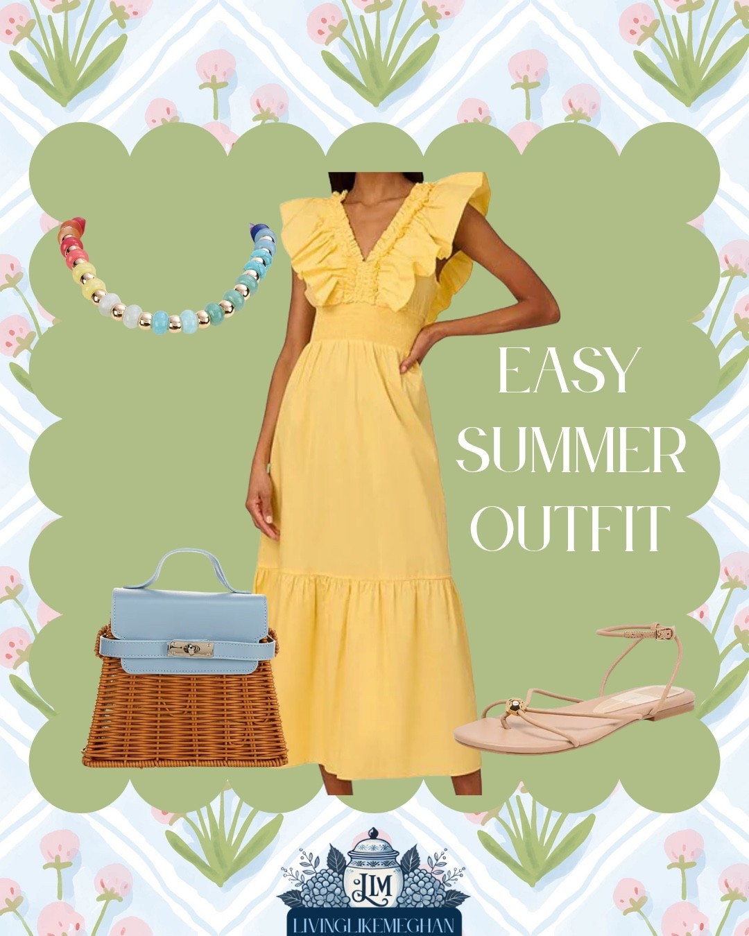 Your new favorite easy summer outfit is here! ☀️💛 This vibrant yellow ruffle dress is the definition of effortless summer vacation style. I paired it with a chic wicker crossbody bag, comfortable neutral flat sandals, and a colorful statement necklace for a perfectly polished look. Tap the product tags below to shop the head-to-toe style! 🛍️

Easy summer outfit, yellow ruffle dress, summer vacation style, wicker crossbody bag, neutral flat sandals, colorful statement necklace, pastel blue handbag

#LTKSaleAlert #LTKSeasonal #LTKootd