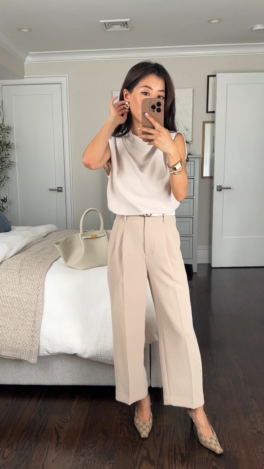 Sizing info below:
• Aritzia effortless cropped pants size 0 regular - I'm between sizes in the pants so went up for a little extra waist room. The new metropolis taupe color is beautiful and not see through on me!

• Aritzia Carter Blouse XXS (older color matte pearl) - runs blousy and big/longer, but drapes nicely and tucks in easily. Elevated feel, machine washable. Great work-to-going out top.

Their lodge pants is a popular alternative if you like a pull on waist! And the Podium pant is also the same fabric and cropped length but with a clean, flat front with slightly stretch back.

@aritzia #aritziapartner

Petite friendly, spring outfits, corporate workwear , office style. what to wear for networking, dinner outfits 

 #LTKootd #LTKPetite #LTKWorkwear