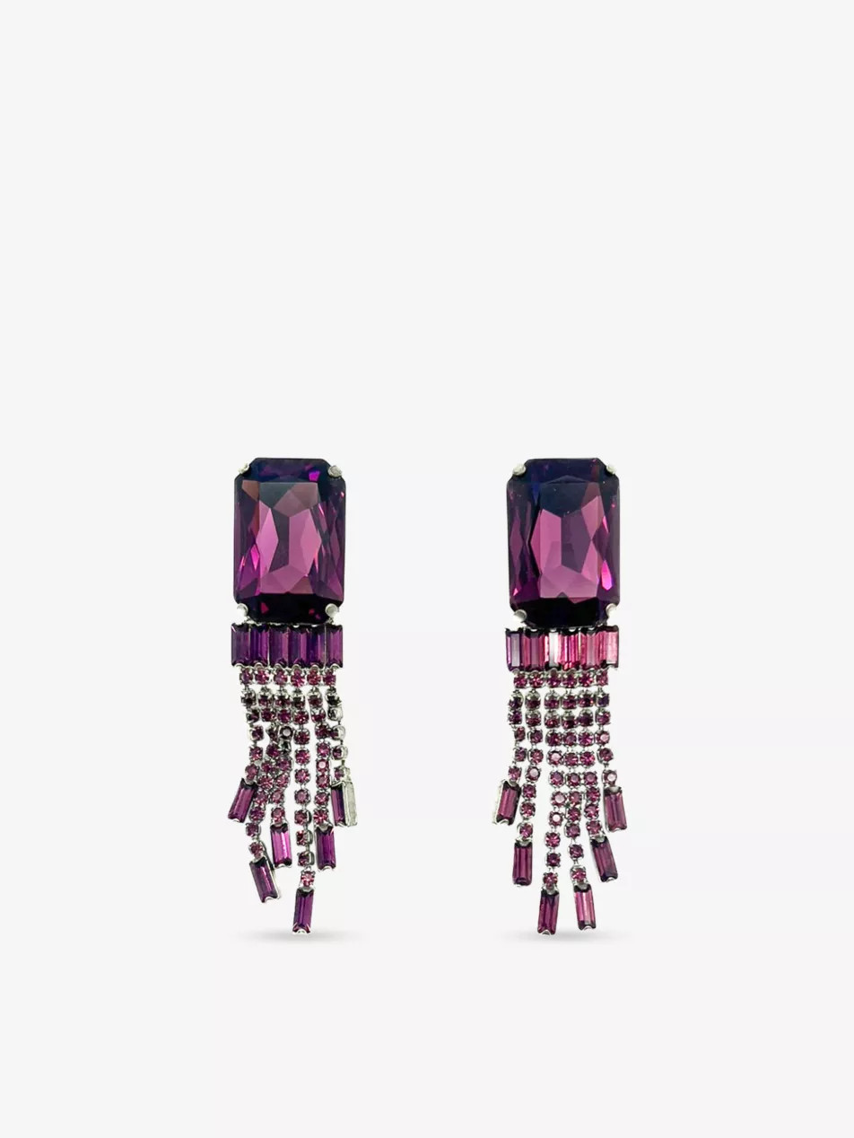 Pre-Loved JGJ Amethyst Gold-Plated Metal Drop Earrings | Selfridges