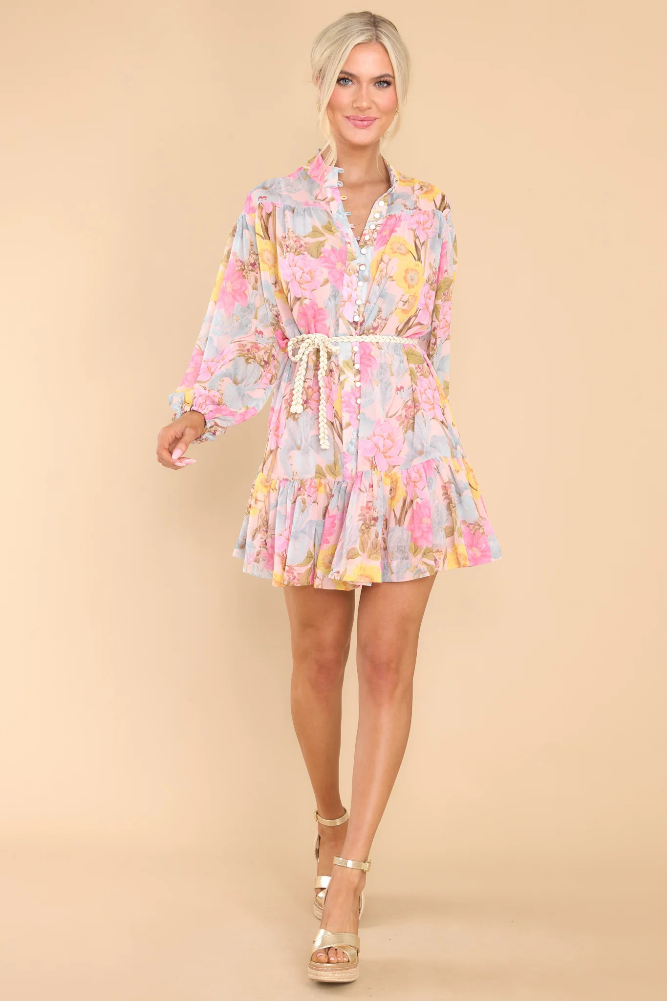 Oh So Delicate Pink Multi Floral Dress | Red Dress 