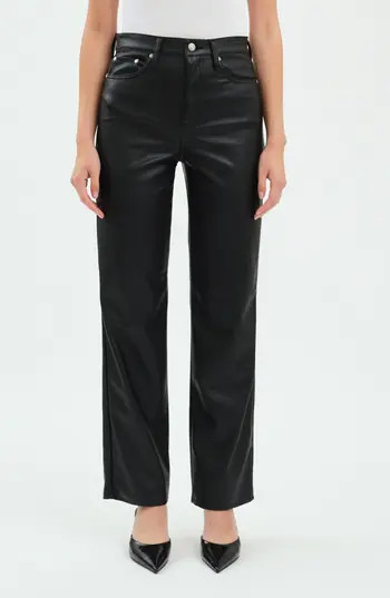Sundaze High Waist Straight Leg Faux Leather Pants in Cinematic at Nordstrom Rack, Size 28 | Nordstrom Rack