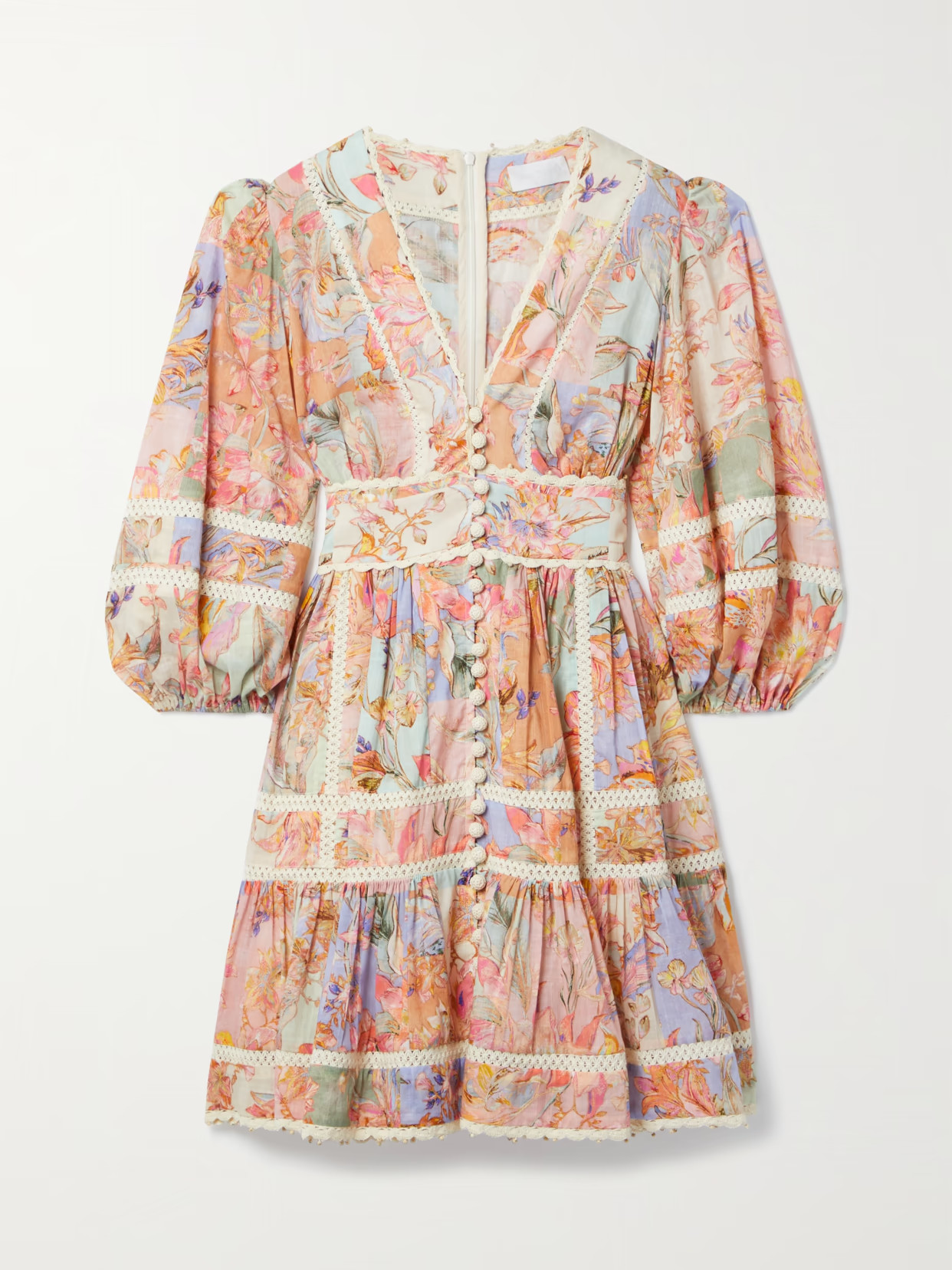 Zimmermann - Cira Crochet-trimmed Floral-print Cotton Mini Dress - Orange | NET-A-PORTER (US)