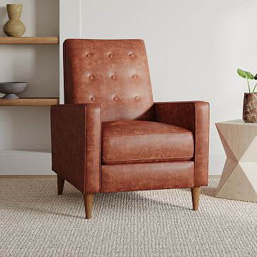 Rhys Mid-Century Leather Recliner | West Elm | West Elm (US)